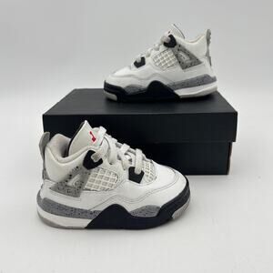 Nike Jordan 4 Retro OG TD White Cement Sneakers Shoes Baby Toddler 5C